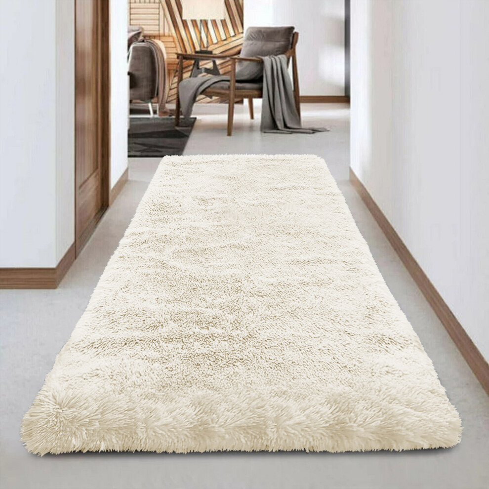 (CREAM, 80X300 CM) Extra Large Rugs Fluffy Shaggy Living Room Rug