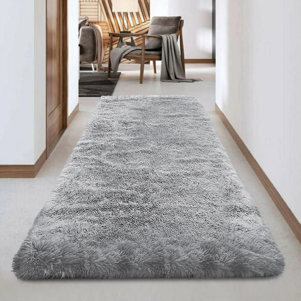 (LIGHT GREY, 80X300 CM) Extra Large Rugs Fluffy Shaggy Living Room Rug