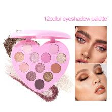 12 Colors Heart Shape Eyeshadow Palette Glitter Matte Lasting Makeup