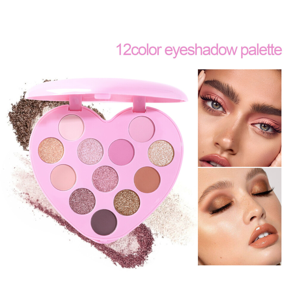 12 Colors Heart Shape Eyeshadow Palette Glitter Matte Lasting Makeup