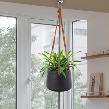 Nordic Hanging Cement Planter with Adjustable Rope - Matte Stone-Texture Indoor and Outdoor Decor