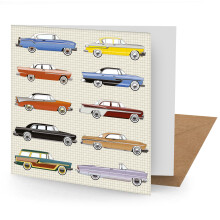 Classic American Cars Greetings Card - 150x150 Blank