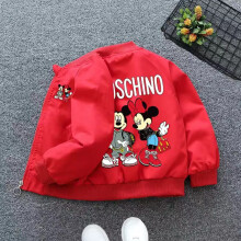 (Red, A3T(Size 100)) New Spring Baby Boys Girls Jacket Fashion Cartoon Mickey Minnie Mouse Print Outerwear