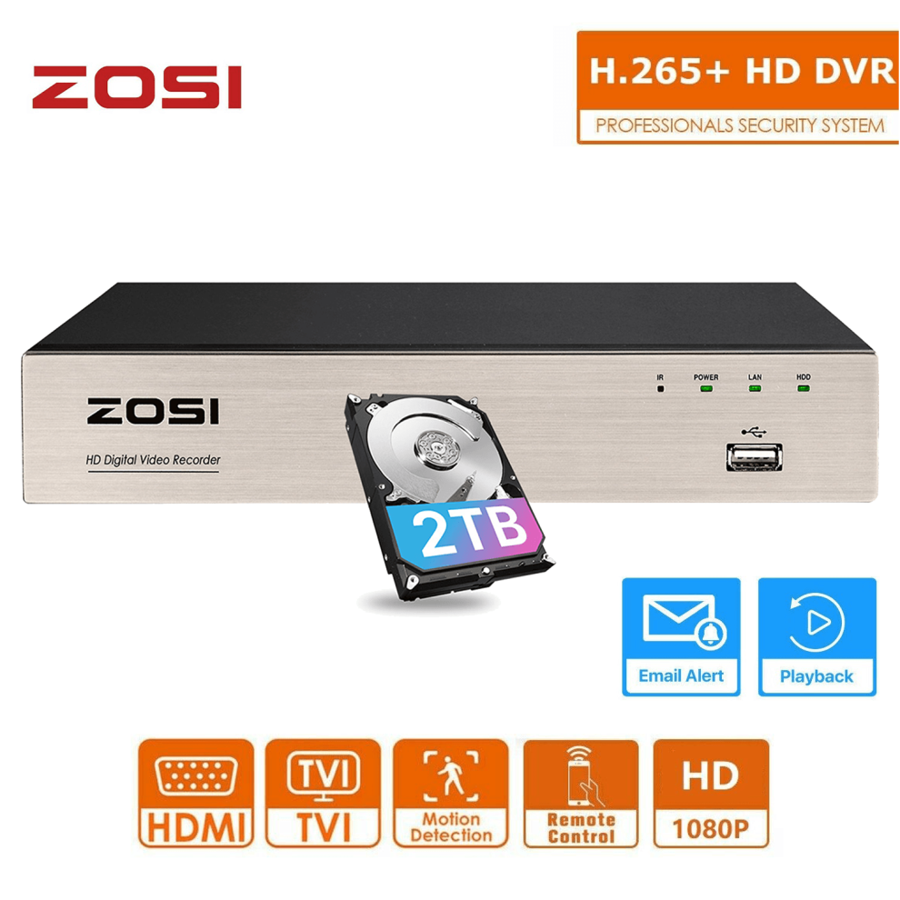 ZOSI DVR 2MP 8 Channel Video Recorder With Hard Drive For CCTV System