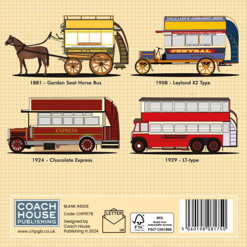 London Buses Greetings Card - 150x150 Blank 2