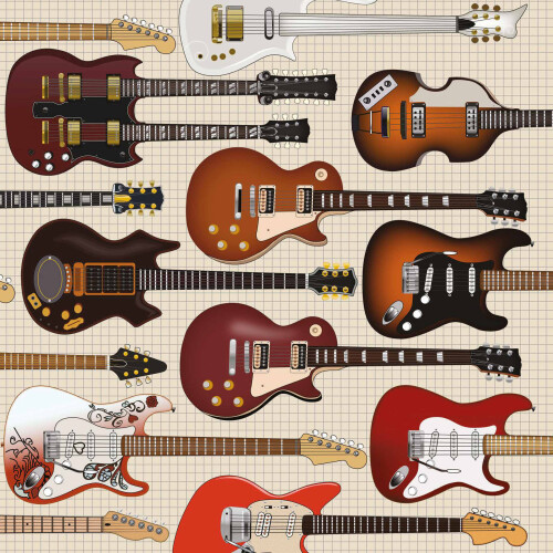Guitars Greetings Card - 150x150 Blank 1