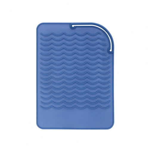 ( Blue) Protective Rectangle Hair Flat Iron Silicone Heat Insulation Mat Home Supply