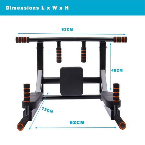 Gr8 Home Pull Up Bar Dip 2in1 Wall Mounted Home Gym Chin Up Multi Grip Workout 2