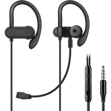 Mini Headset for Gaming & Web Conferencing, 3.5mm Earbuds with Boom Mic & Ear Hooks for PC, Mobile, Xbox Series X/S, Xbox One, PS5, PS4, PlayStation,