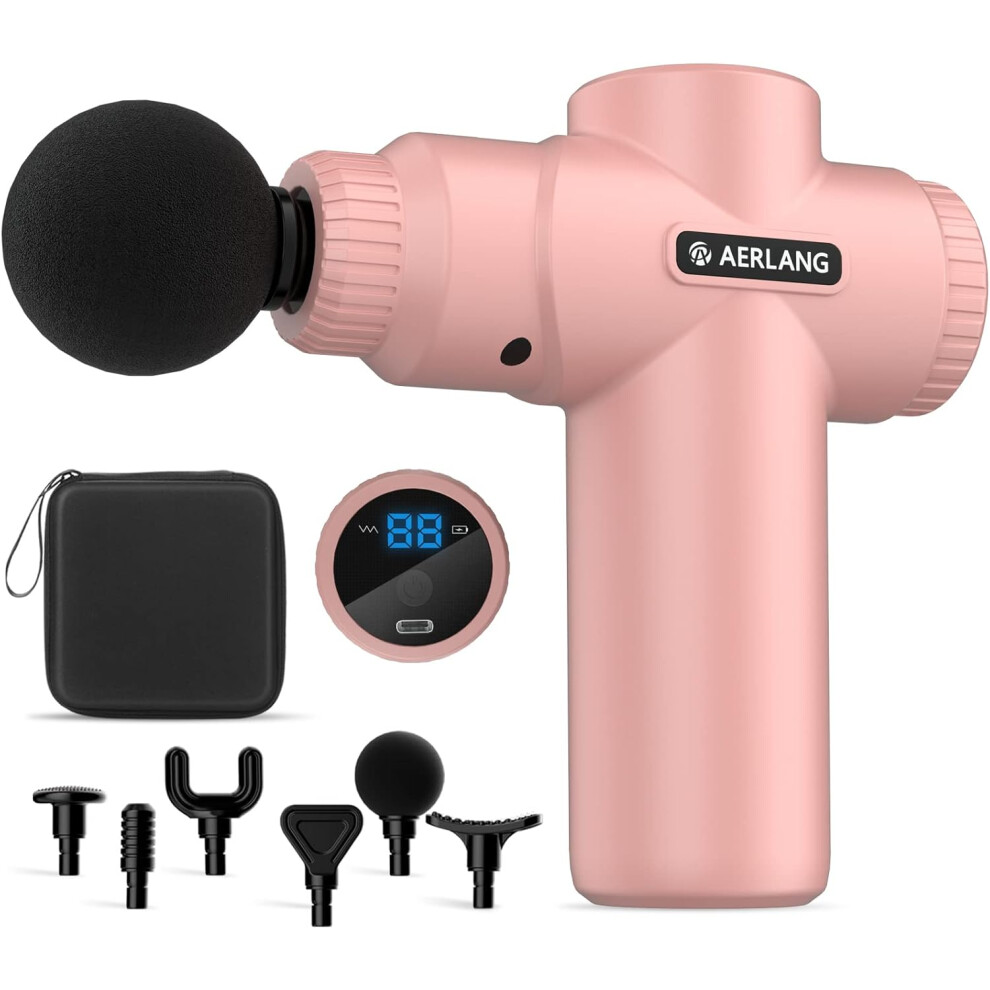 Nuonove Pink Mini Massage Gun-?Muscle Deep Tissue Massager Gun For Fatigue Relief, Handheld Percussion Massager, Portable Quiet Massage Gun With Carry Case For