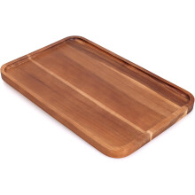 16"x 8" Large Wooden Serving Trays Decor Long Charcuterie Cheese Boards Acacia Wood Kitchen Dinner Platters Rectangular Snack Appetizer Plates for Foo