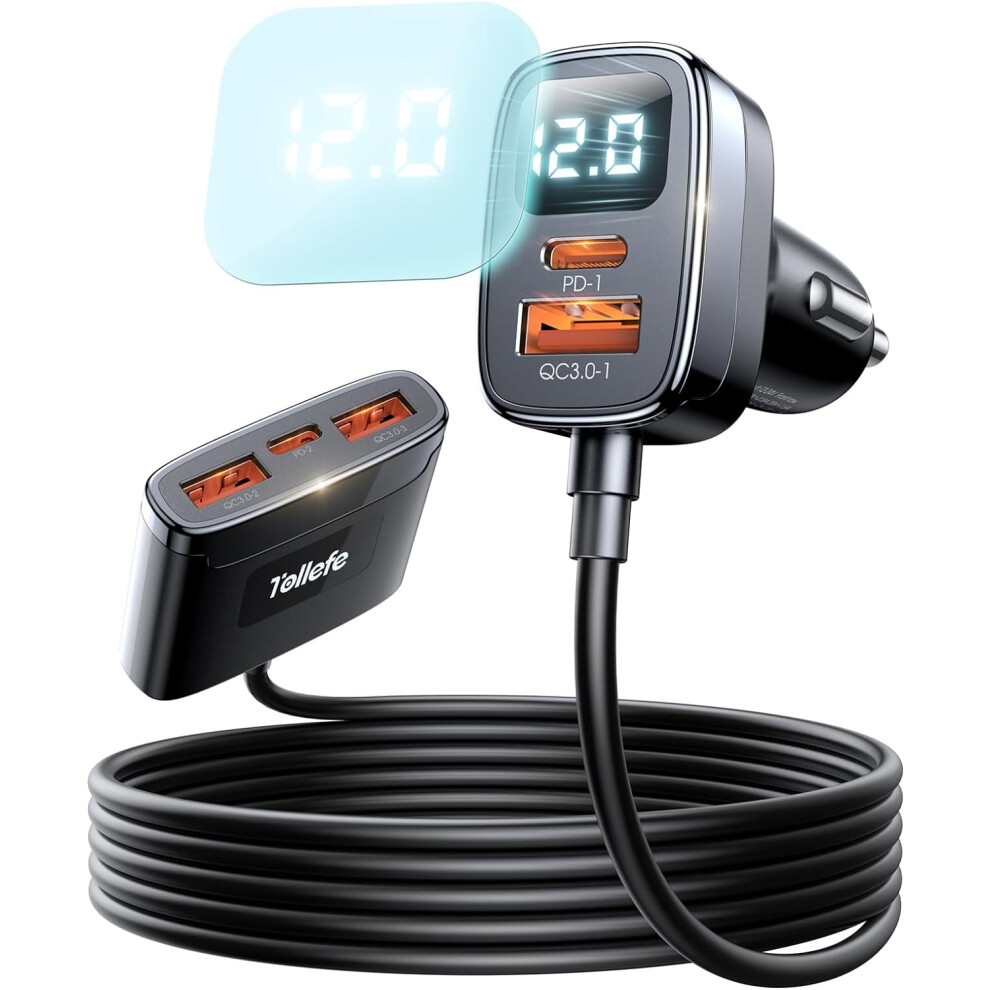 78W Multi Port Usb Car Charger Iphone Fast Charging [Led Voltage Display], 78W Usb C Car Charger For Multiple Devices, Car Cigarette Lighter Usb Charg 7386060609685