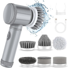 Electric Cleaning Brush Set,Portable Cordless Electric Spin Scrubber,Bathroom Scrubber,Handheld Scrubber with 6 Brush Heads,Spin Scrubber for Bathroom