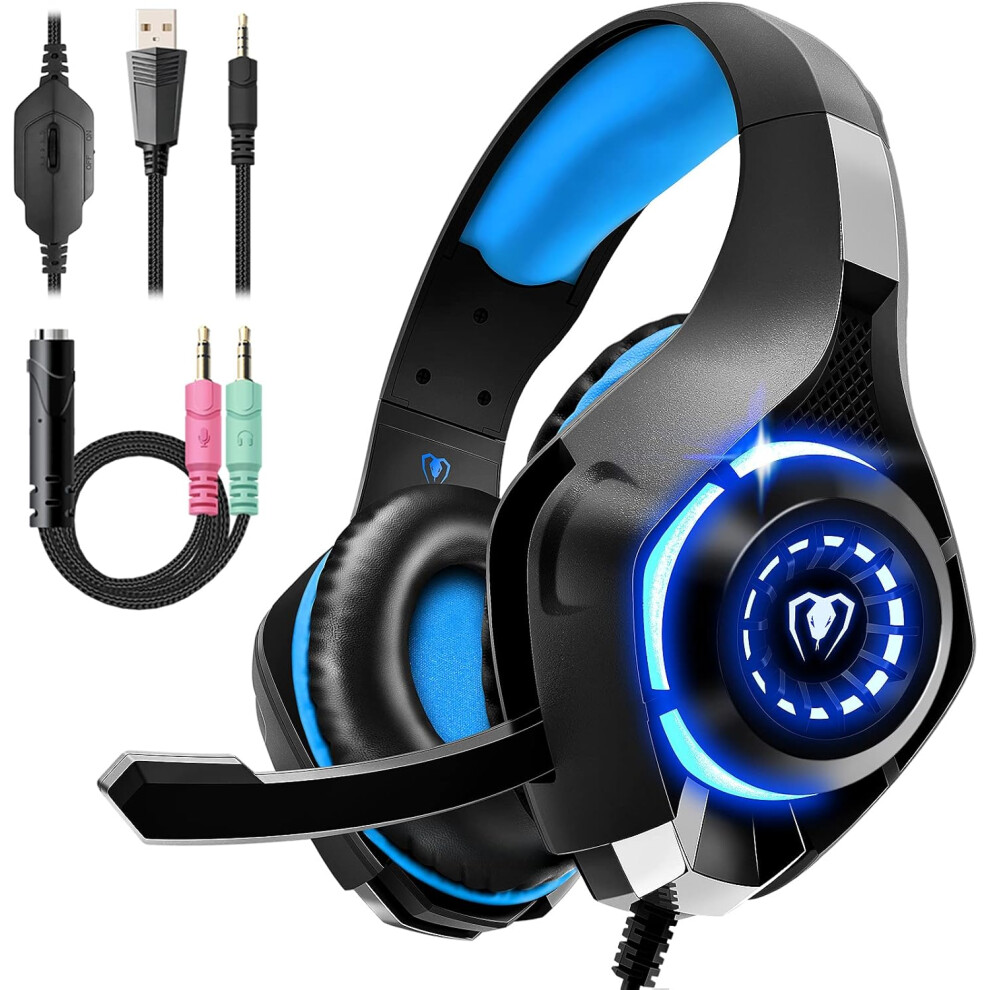 Gaming Headset for PS4 PS5 Xbox One Switch PC with Noise Canceling Mic, Deep Bass Stereo Sound-image-OPC-PF7WKRW-NEW