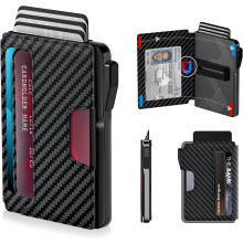 Wallet for Men - Slim Leather Mens Wallet Pop up Card Holder with Money Clip,Credit Card Slots,ID Window - RFID Blocking Minimalist Wallet with Gift B