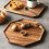 Set of 2 Acacia Wooden Trays Serving Platters Octagon Square Serving Tray Bread Charcuterie Board for Fruit Salad Cheese Platter Vegetable Food Dish C 2