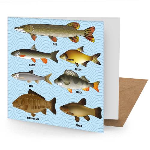 Coarse Fish Greetings Card - 150x150 Blank