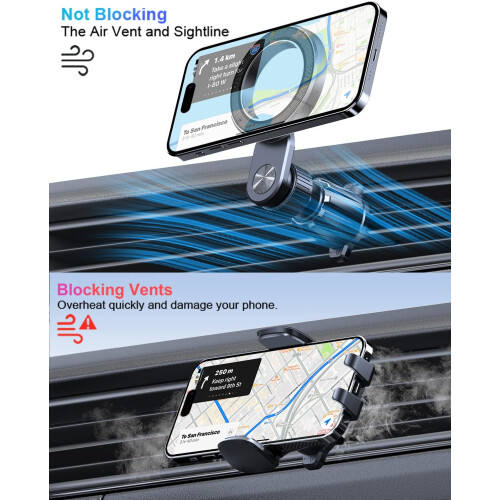 Compatible with MagSafe Vent Phone Mount[Round Vent Solution] Magnetic Phone Holder for Car 2