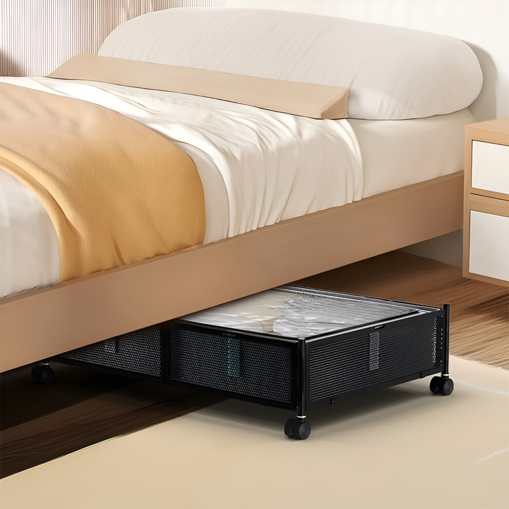 Under Bed Steel Storage Organizer Basket with Wheels