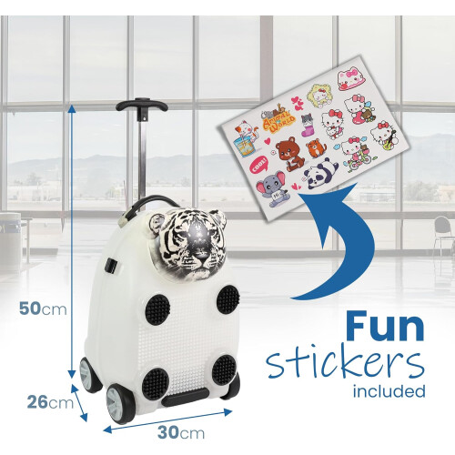 (Tiger) Kids Suitcase with Wheels and Extension Handle 2