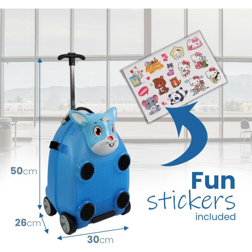 (Cat) Kids Suitcase with Wheels and Extension Handle