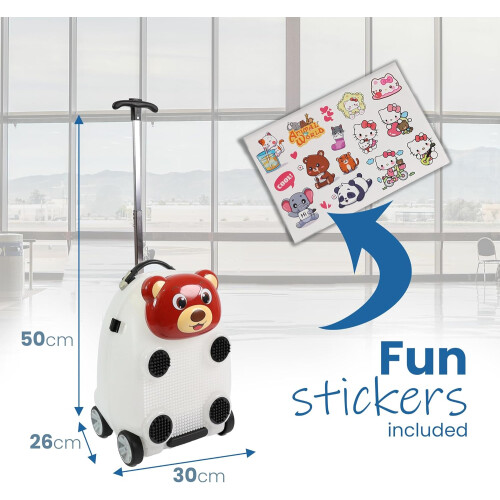 (Bear) Kids Suitcase with Wheels and Extension Handle