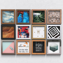 (9"x9" (22.9 x 22.9cm), Oak) Modern sleek Square Picture Frame Photo Frame Poster Size Frame Black Oak White Pewter Walnut