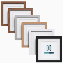 (10x10 Pic Size 6x6, Black) Square Photo Picture Frame with White Mounts Wood Effect Black White Oak Large