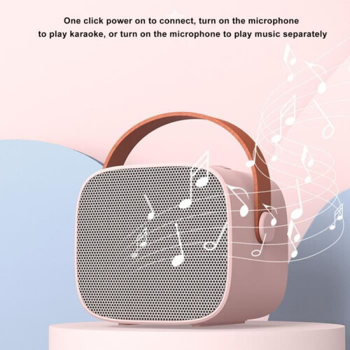ESTINK Mini Karaoke Machine Portable Bluetooth Speaker 2 Microphones 1