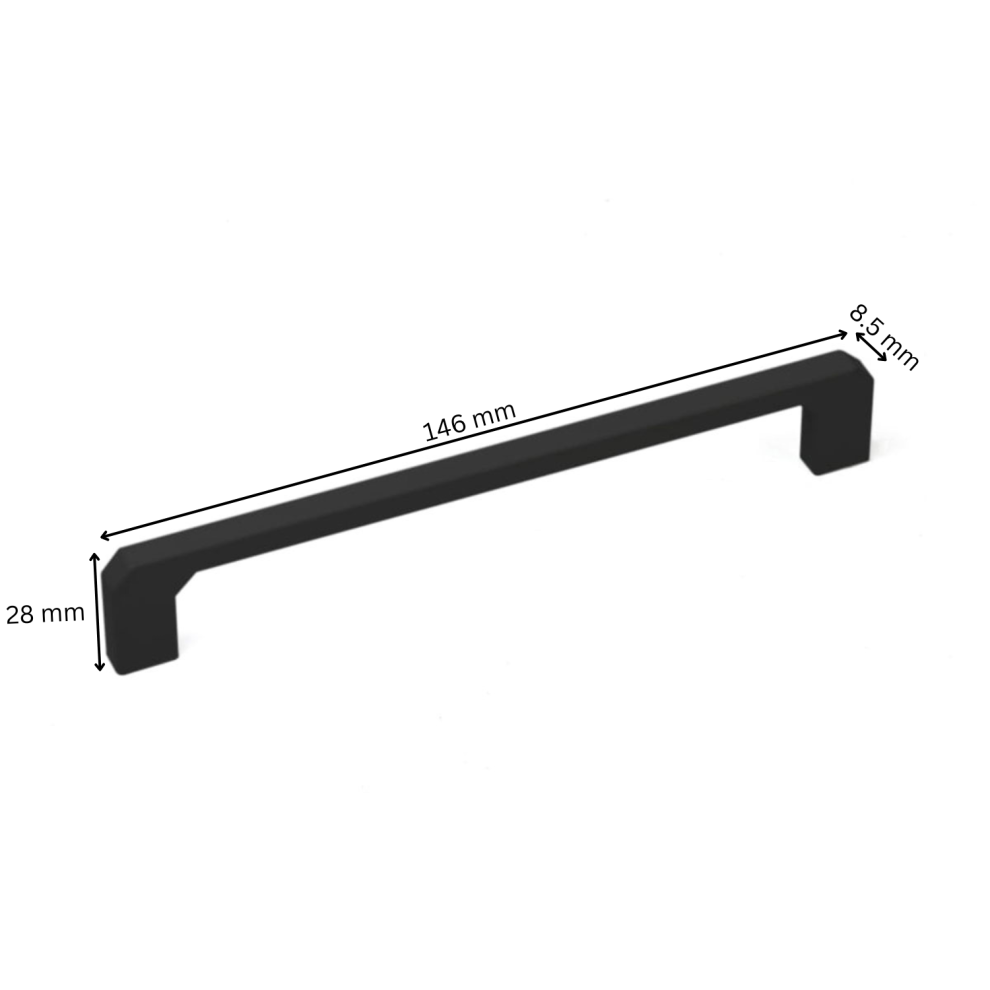 (Black Matt, 146 mm) Cabinet Door Handle Cupboard Furniture Handles