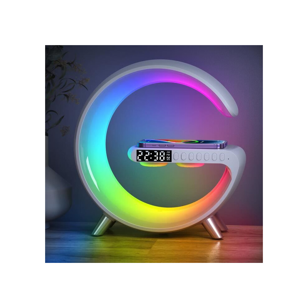 Multi-Function Smart Bluetooth Speaker, Atmosphere Desk Lamp, With Wireless Charger Function White 3852156421218
