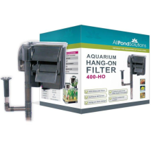 AllPondSolutions 400L/H Hang-On Filter 400-HO for Fresh & Salt Water Up to 60L - Adjustable Flow, Skimmer, 3-Stage Filtration
