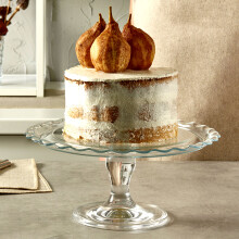 Petite Patisserie Footed Round Glass Service Plate for Cakes, Cupcakes & Desserts