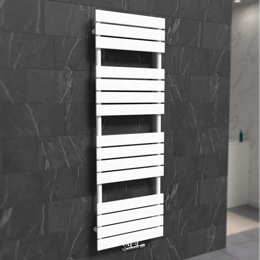 Nes Home 1600 x 500 mm Designer Towel Radiator White Single Flat Tube