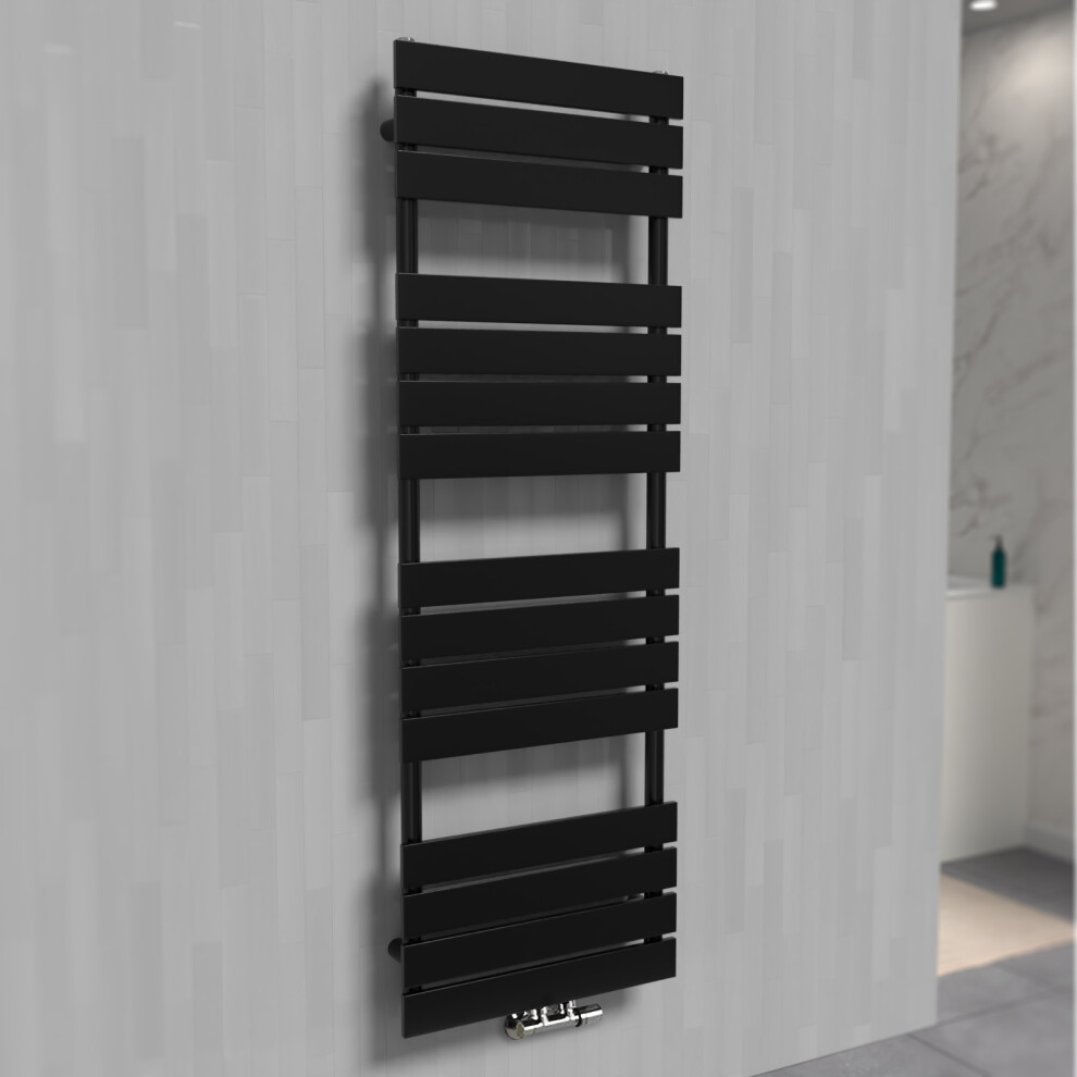 Nes Home 1600 x 500 mm Designer Towel Radiator Black Single Flat Tube