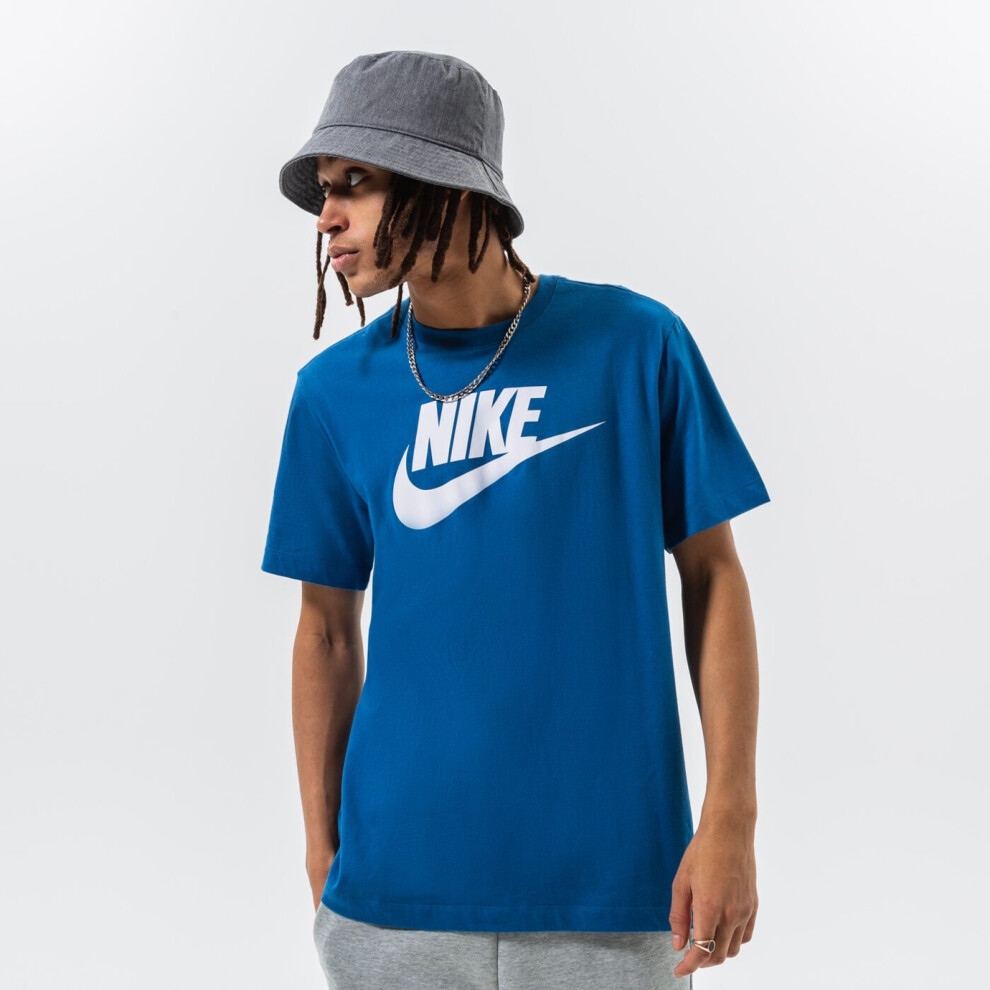 (Blue, S) Nike Air Mens Sportswear Futura Graphic Print Logo T Shirt