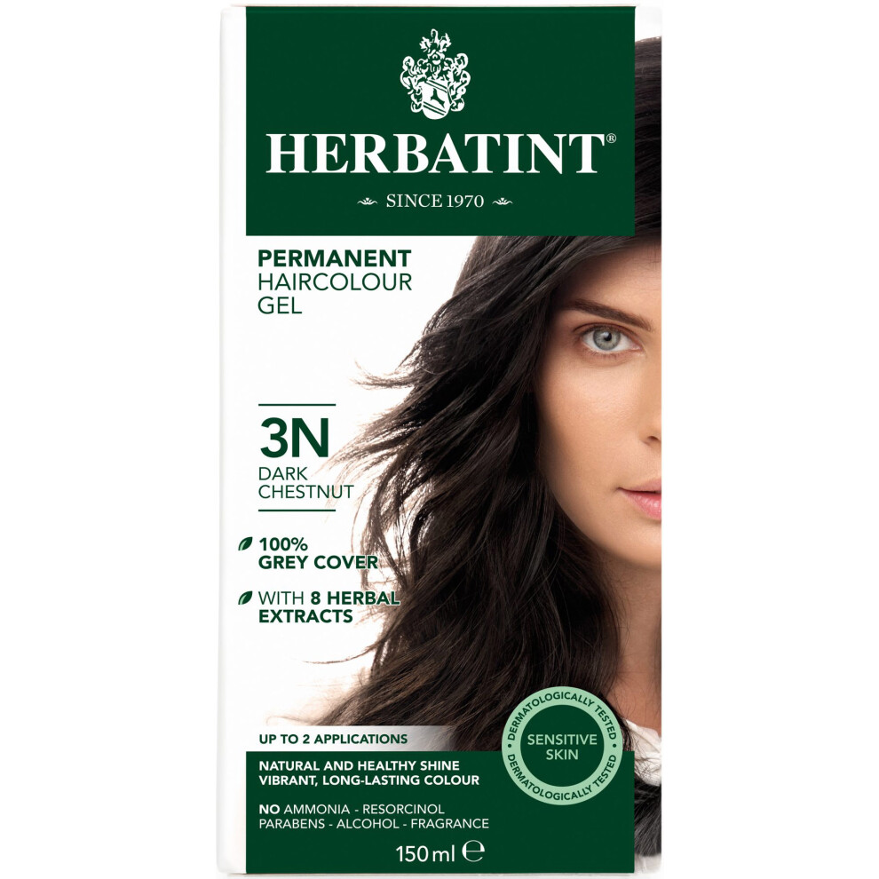Herbatint (Dark Chestnut - 3N) Permanent Hair Colour Gel 150Ml