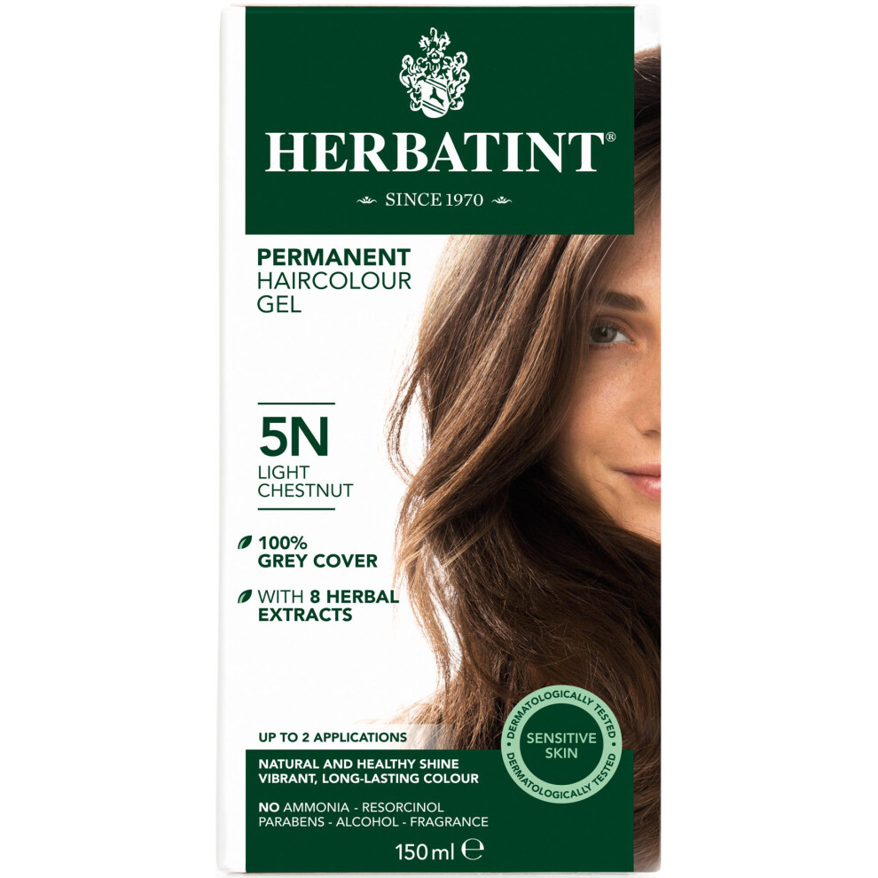 (Light Chestnut - 5N) HERBATINT PERMANENT HAIR COLOUR GEL 150ML