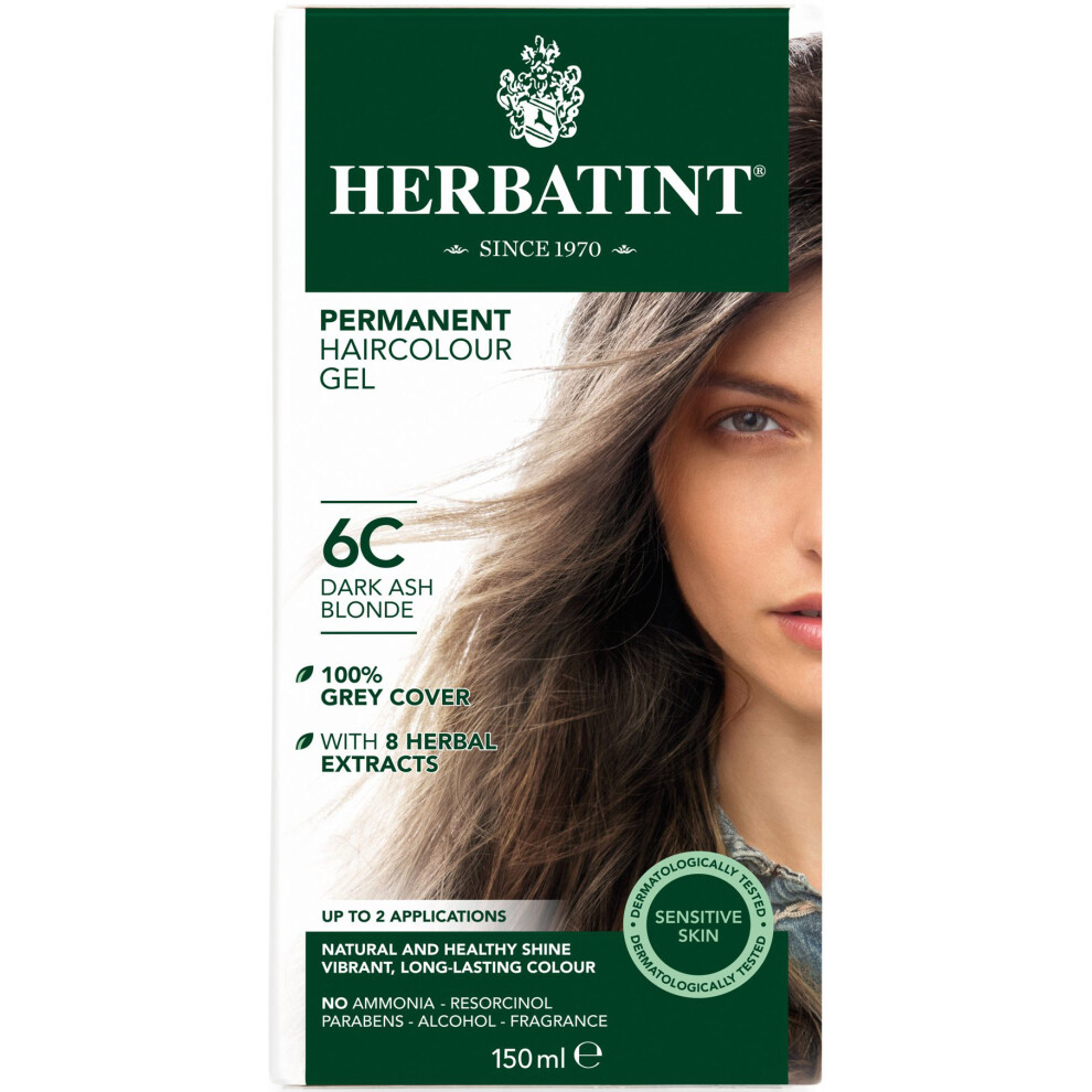 (Dark Ash Blonde - 6C) HERBATINT PERMANENT HAIR COLOUR GEL 150ML