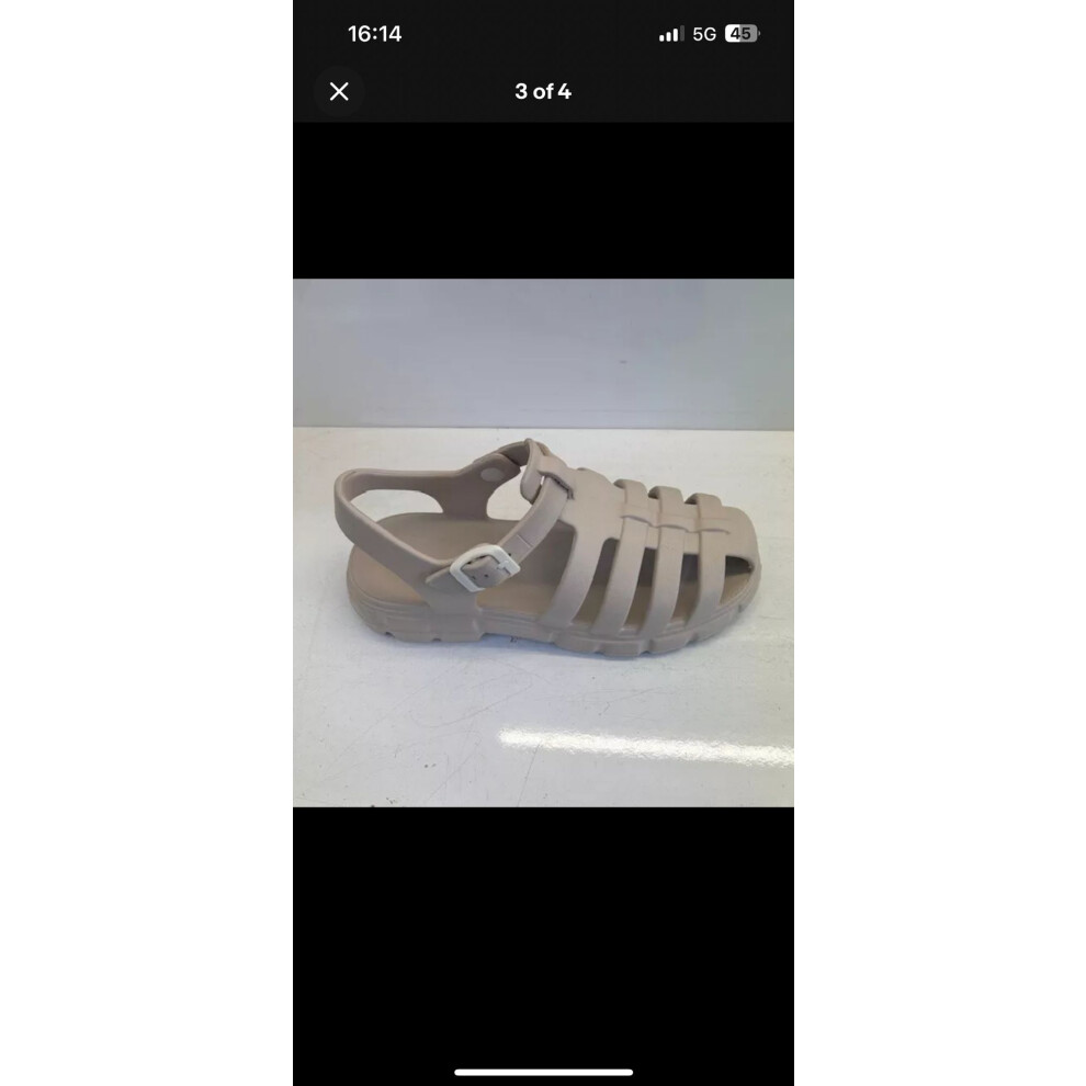 (BEIGE, UK 8) UK LADIES WOMEN'S RETRO FLAT JELLY SANDALS  3-8