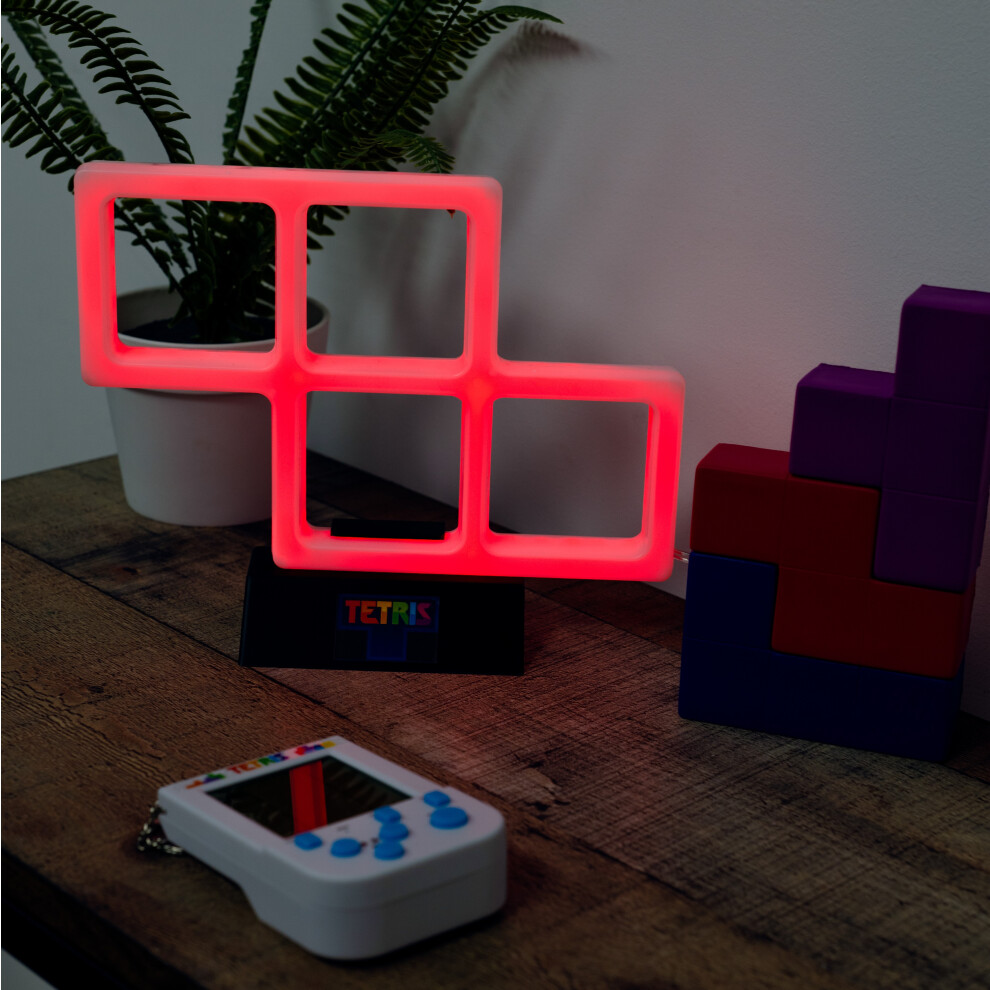 Tetris Red Z Tetrimino Neon Light. Retro Gaming Mood Lamp