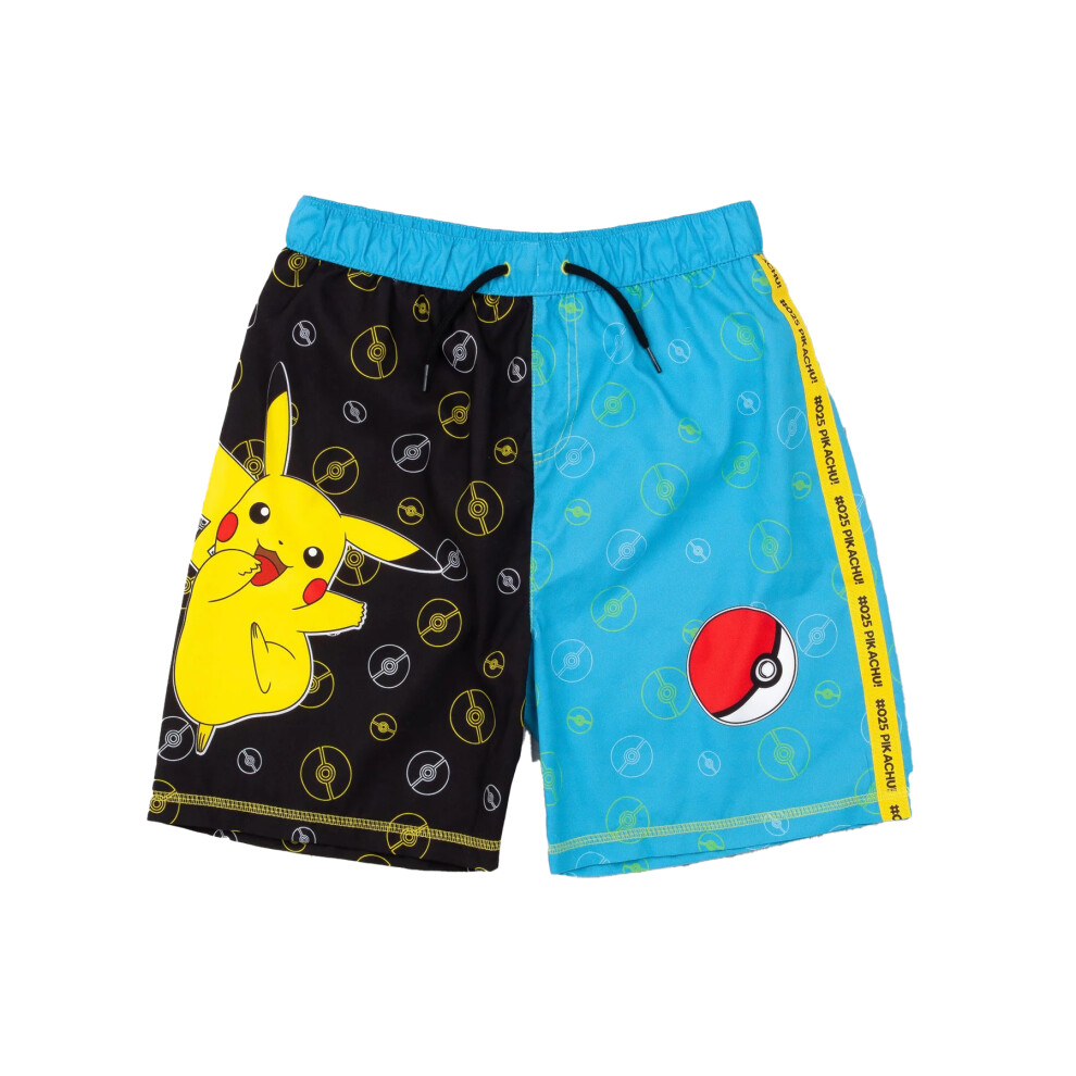 (11-12 Years, Blue/Black/Yellow) Pokemon Boys Pikachu Pokeball Swim Shorts