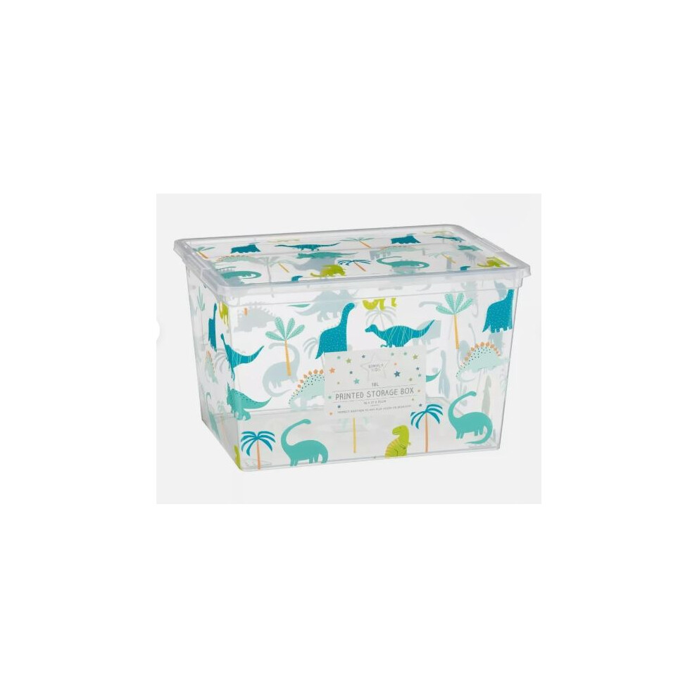 New Clutter Free Kids Printed Storage Box 18L - Dinosaur Add It To There Bedroom