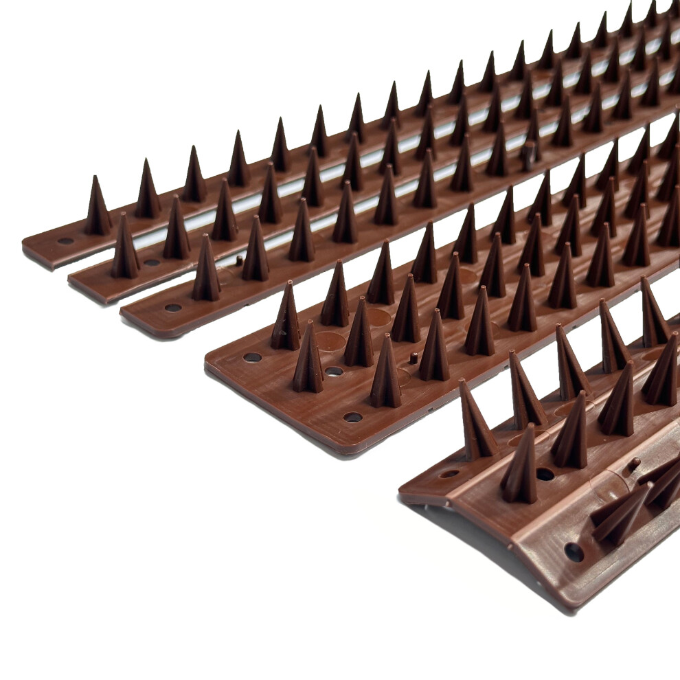 (20 strips (10m), Brown) Garden Fence Wall Anti-Climb Security Spikes