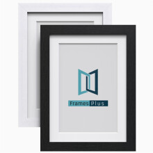(6x4 Pic Size 4x3, Black) Black or white modern photo picture frames with black, white or ivory mounts