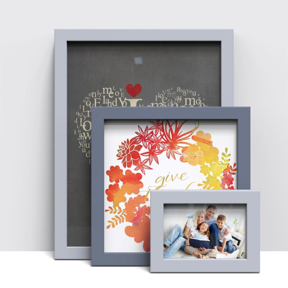 (16"x16" (40.6 x 40.6cm), Dark Grey) Grey Light Wood Picture Photo Poster frame 24mm Thin Deep Frames 2 colours Multi Sizes Hand Stand in Portrait or landscape