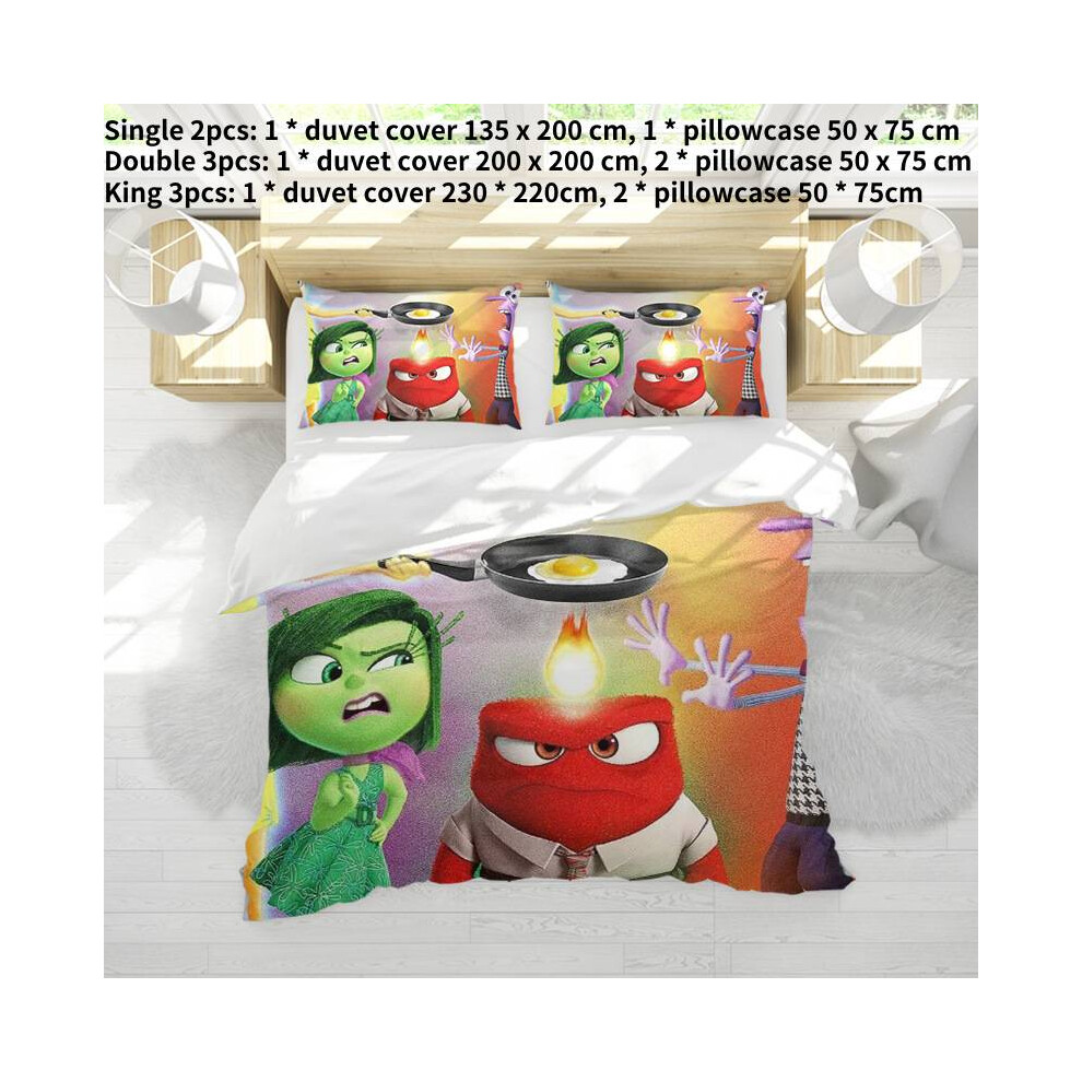 (Style E, Double) Inside Out2 Bedding Single Double King Duvet Cover Polyester Fiber 3d Printed