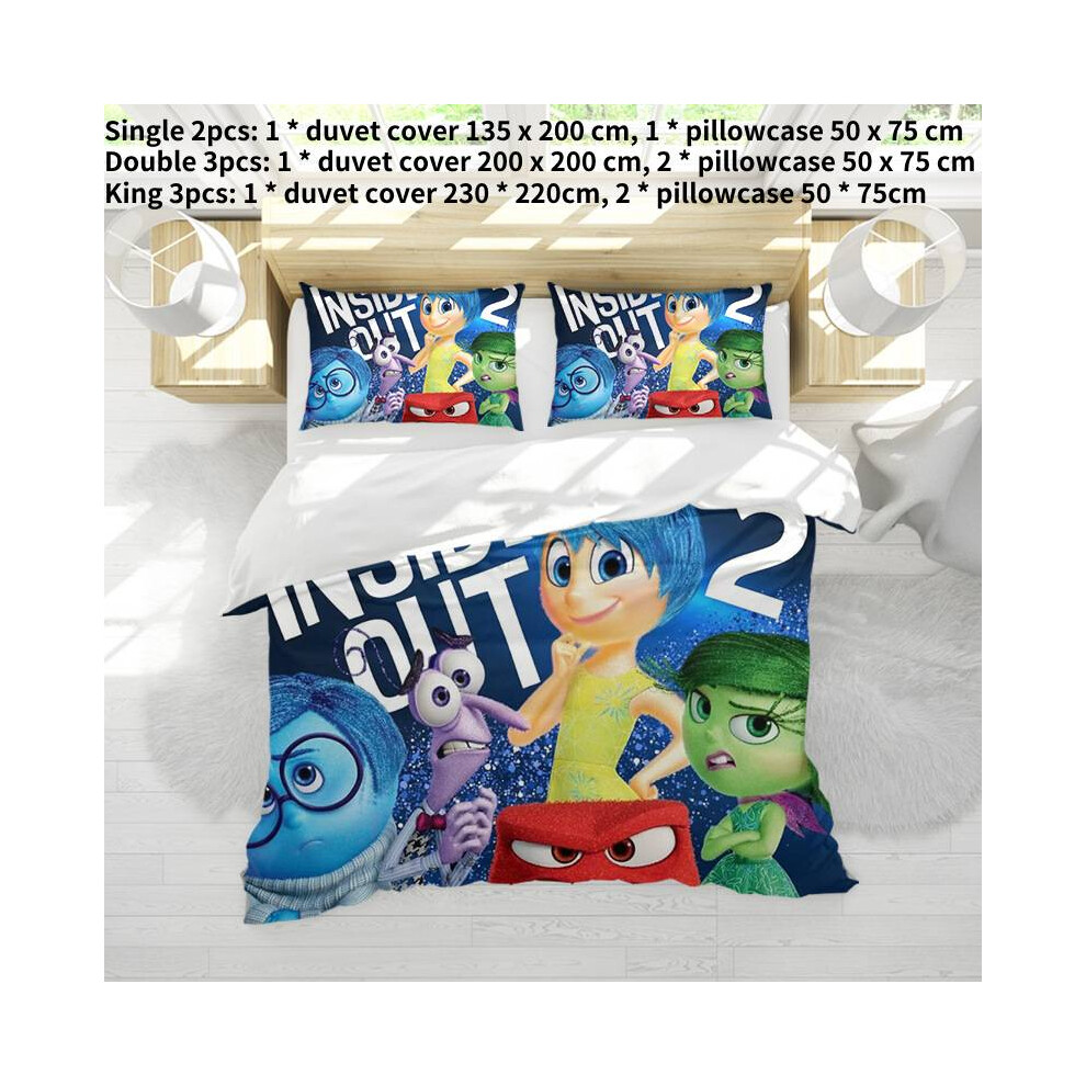 (Style D, Single) Inside Out2 Bedding Single Double King Duvet Cover Polyester Fiber 3d Printed