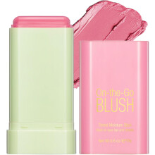 Blusher Stick, 3 in 1 Cream Blush for Lip Cheek Eye - Waterproof Lightweight Blush Stick - Moisturize and Blendable Blush for Nature Look
