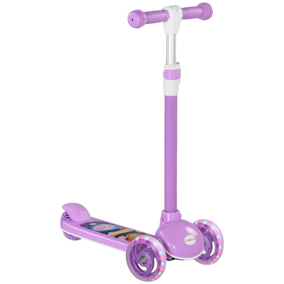 AIYAPLAY Kids 3 Wheel Scooter For 2-6 Years Old w/ Adjustable Height, Purple